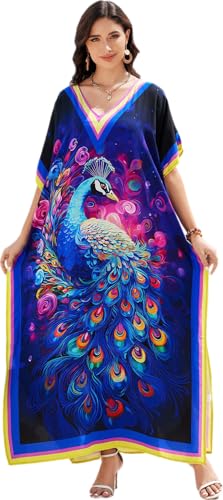 RanRui beach cover up kaftan dresses 2025 rayonprint beach caftans loose vacation dress bikini caftans swimsuit cove ups