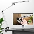 Reifeiniwei LED Desk Lamp,Swing arm with clamp11W,10 Color Modes Touch Control,Table Lamps with 10 Levels Brightness,Reading Desk Lamps 360 Degree Spin with USB Adapter & Memory Function Silver