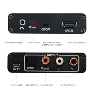 HDMI ARC Audio Extractor Converter,192KHz ARC Audio Extractor DAC Converter, Digital to Analog Audio Converter, Optical HDMI ARC to Optical/Coaxial Stereo L/R 3.5mm Jack for TV (ARC Input)