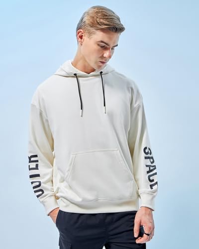 Image of Bewakoof Men's Cotton Blend Official Dc Merchandise Graphic Printed Oversized Fit Full Sleeve Terry Hoodies