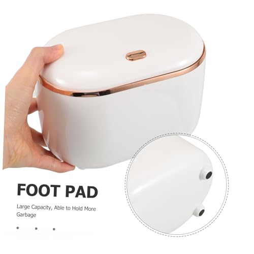 Caneca de basura rectangular blanca con tapa press top miniatura 3