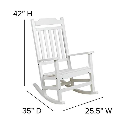 Image of Flash Furniture Set of 2 Winston All-Weather Rocking Chair in White Faux Wood