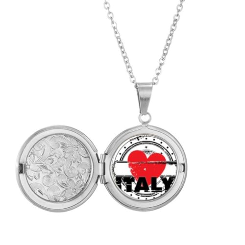 Collier médaillon cœur I Love Italy bijou anti-ternissement hypoallergénique