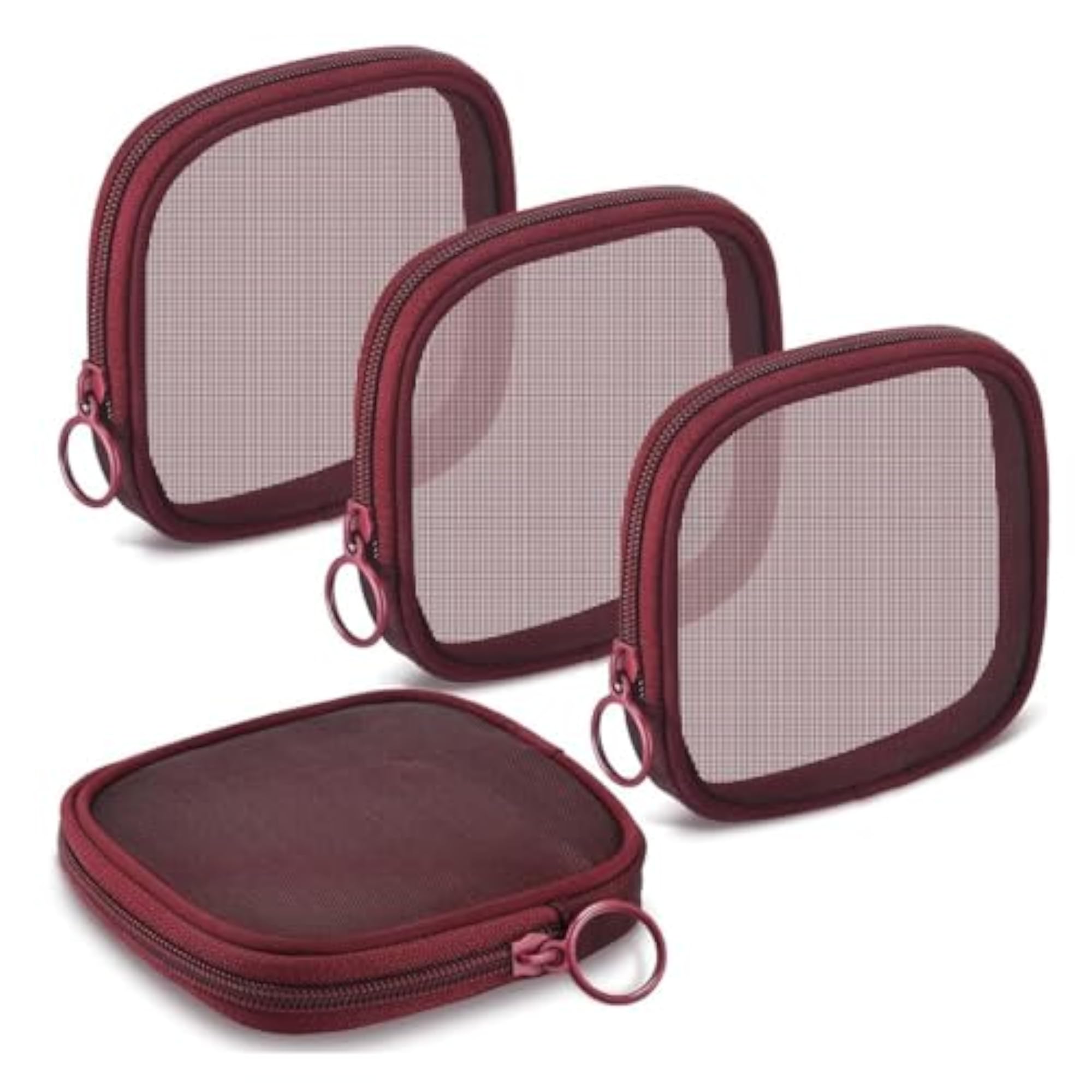 Mini Zipper Mesh Cosmetic Pouch, Portable Makeup Bag