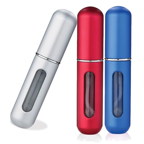 Image of TEMPERIA (3pcs) Mini Perfume Refill Bottle - Empty Small Portable Perfume Atomizer Refillable Dispenser Container - Travel Essentials & Accessories for Women & Men (Multicolour)