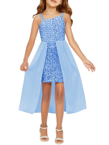 Vestido formal brillante infantil con forro suave antiroces para graduación