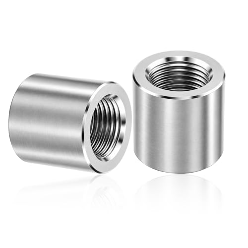 Image of 2 Pcs Stainless Steel Pipe Fittings, 1/2" BSP x 1/2" BSP Thread Straight Female Hochdruck Coupling 30mm Length 304 Stainless Coupling Connector for Water Oill Air Gas
