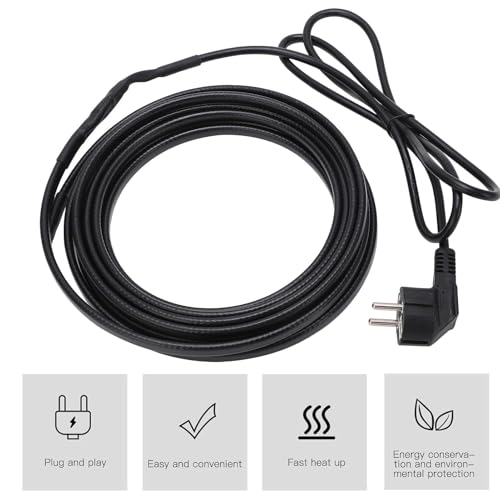 Frostschutz Heizkabel mit Thermostat, Selbstregulierendes Eisfrei Heizkabe, Rohrheizkabel, EU 220V 5m Wasserrohrheizband für Rohrfrostschutz Selbstregulierend mit Stecker für den WasserleitungWder