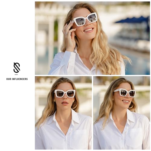 SOJOS Retro Oversized Polarized Cat Eye Sunglasses Womens Vintage Shades Trendy Stylish Sunnies SJ22912