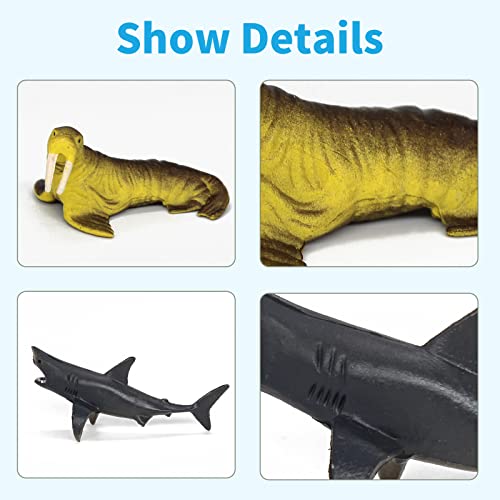 18Pcs Mini Sea Creature Ocean Animal Figures Toy - Plastic Small Tiny Marine Animal Figurines With Sharks Whales Arctic Animal - Easter Egg Cake Topper Birthday Gift For Kids Toddlers #TOP4