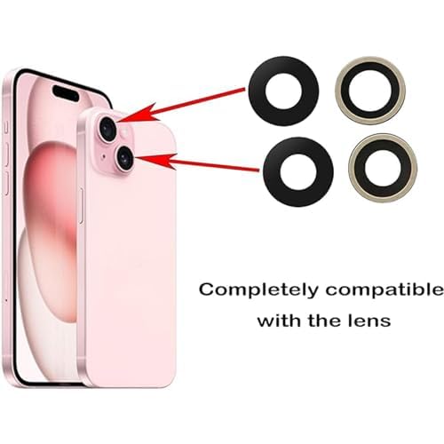 Lenti Sostitutive Fotocamera per iPhone 15, Vetro Posteriore Sostitutivo con Adesivo Incluso, Proteggi da Graffi e Impermeabile, con Kit Riparazione Professionale