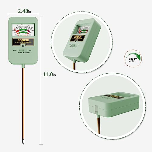 image for Sonkir Soil Moisture Meter, 4-in-1 Soil Ph Meter, Soil Tester for Nutr