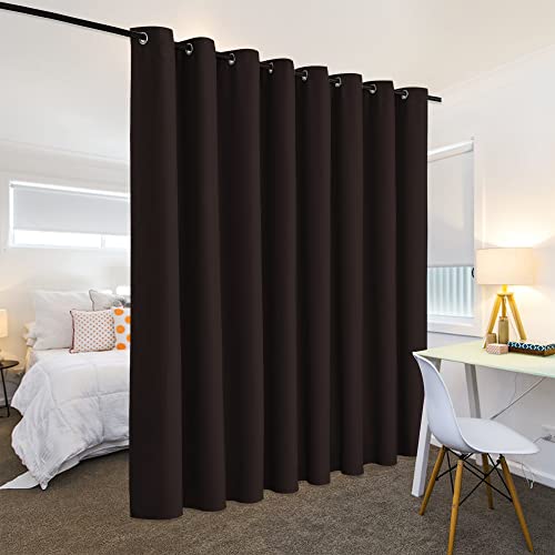 Image of RYB HOME Blackout Office Room Divider Energy Efficient Furniture Protected Large Panel for Wall Space, Easy Hang on Rods or with Hooks for Dressing Room, Wide 15ft x Long 8ft, Brown, 1 Panel