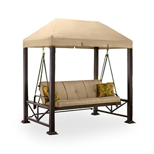 Garden Winds Custom Fit Replacement Canopy Top Cover Compatible with The Sullivan Point Swing - Classic Sand Beige, Riplock 350