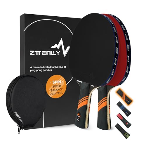 ZTTENLLY Ping Pong Paddle with Carbon Technology | Performance-Series,7-ply Finest Blade, Expert Speed/Edge/Balance, Thicker Protector Case | Table Tennis Racket for Professional (Edge, 2-Pack)