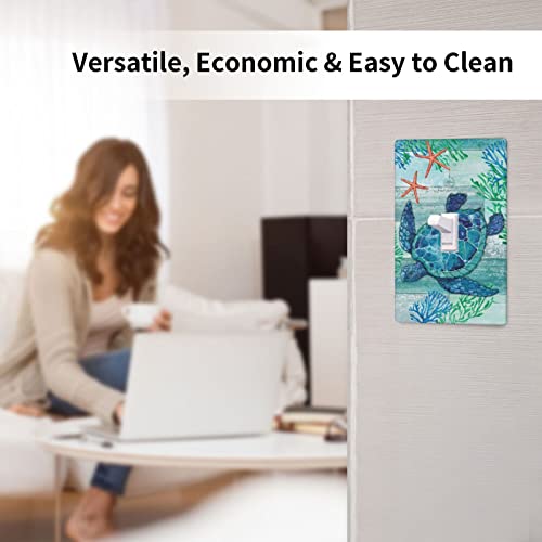 Sea Turtle Starfish Ocean Single Toggle Light Switch Plates Outlet Covers Decorative Electrical Wall Plate 1 Gang Receptacle Switchplate Decorate Plug Cover For Bathroom Bedroom 4.5 * 2.76 Inch by OHZOLLAN - Image 4