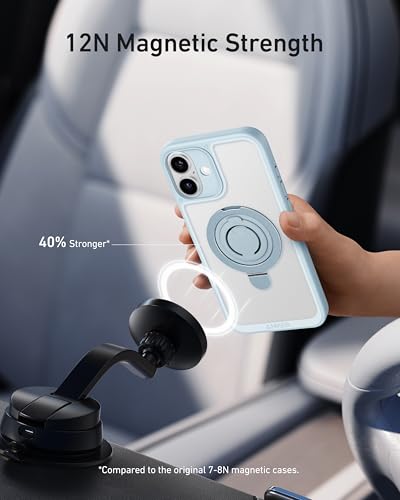 Image of Anker Magnetic Ring Stand for iPhone 16 Plus Case, Silicone Finger Ring Grip Stand Holder, Military Grade Drop Tested, Compatible with MagSafe, Built in Kickstand, Soft Edge Anti-Fingerprint, Blue