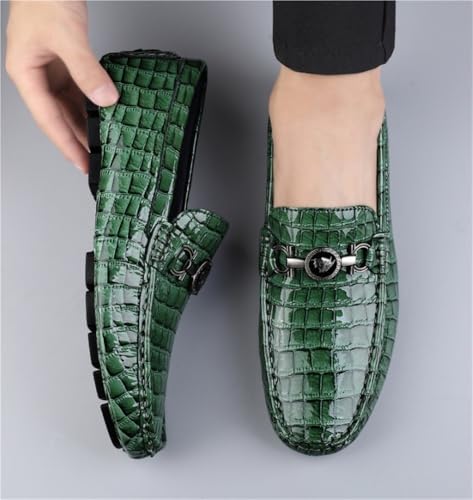 Mens Faux Crocodile Leather Loafers Slip On Wedding Shoes Comfortable Anti Slip Round Toe Embossed Dress Casual Formal3