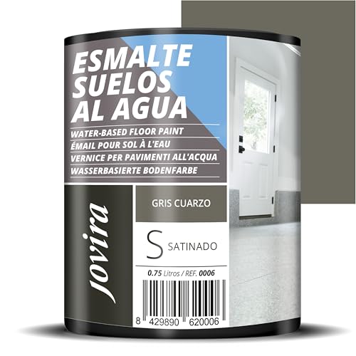 JOVIRA PINTURAS Esmalte Suelos al Agua. Especial para suelos de garajes, almacenes, gimnasios, lavanderías, parques infantiles, pistas deportivas, etc. (750 Mililitros, Gris Cuarzo) C-15