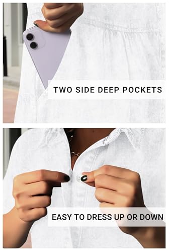 Image of Women's Denim Dress for Women Cute Blue Babydoll Denim Shirt Dress Denim Dress with Pockets