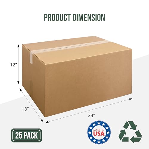 Image of 24x18x12 Shipping Boxes Large Moving Boxes, 25 Packs Corrugated Cardboard Boxes Shipping Box for Business Packaging Box