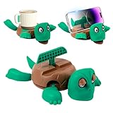 Sttrzop Turtle Coaster Funny Cup Holder & Phone Stand with Liftable Limbs, Insulated Drink Mat for Coffee and Wine Glasses, Gag Gift for Tortoise Lovers & Home Decor