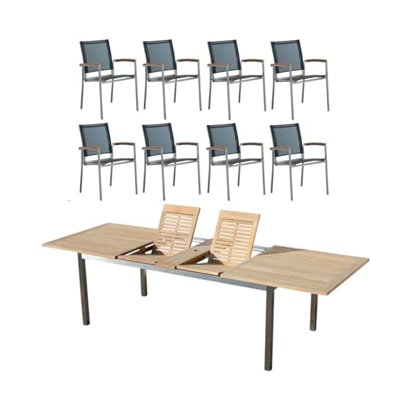 Gartengarnitur KUBA Edelstahl & Teak für 8 Personen