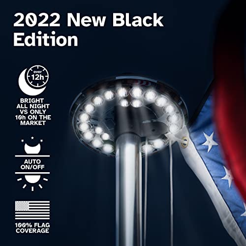 Deneve Deluxe Black 2Nd Generation Flag Pole Light Solar Powered, 1300 Lumen Weatherproof Solar Led Light For Most Flagpoles thumb #1