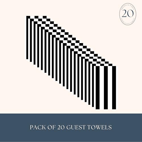 Image of Bonjour Fete Black Cabana Stripe Guest Towels, Pack of 20, 4.25x7.75 inch