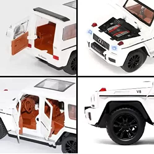 Image of Alloy Car Model Diecasts Metal Toy with Sound /Light /Pull-Back Off-Road Vehicles Car Model Collection Kids Toys Gift Multicolor Pack of 1 (1:32 AMG G65 White)