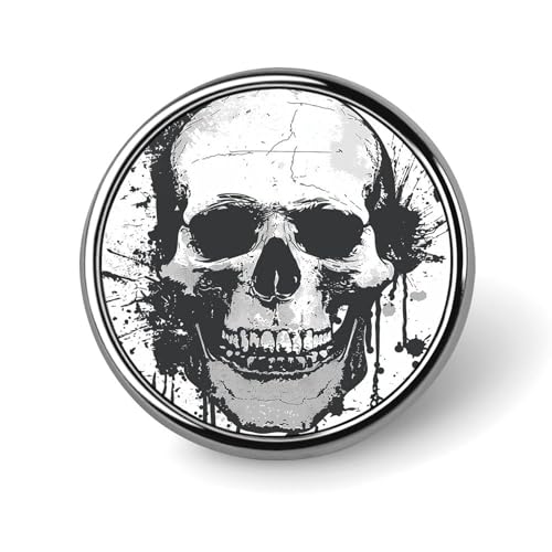 Aluminium Alloy Round Badge Brooch Pins for Men Simple Skull Graphic Brooches Elegant Pin for Women Fashion Button Badges Brooch Badge for Hats Jackets Shirts