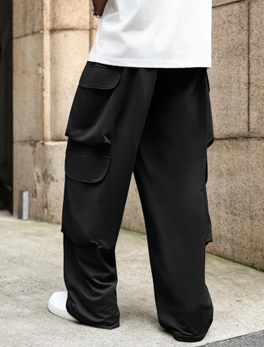 ZAFUL Flat Pocket Parachute Pants for Men Casual Baggy Cargo Pants Street Y2K Pants Loose Fit Drawstring Trouser4