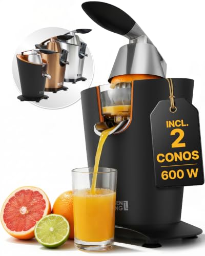 LEBENLANG Exprimidor de Naranjas Electrico 600W   Incl. Cono de Acero Inoxidable & Libre de BPA I Espremedor citrinos eléctrico Esprimidores zumos automatico Juicer orange machine Esprimidoras zumera
