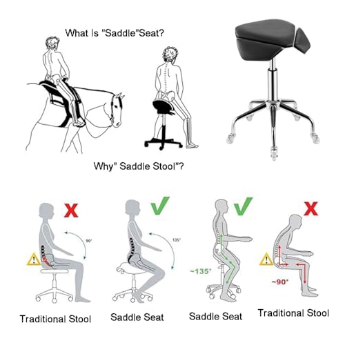 Tabouret selle ergonomique à roulettes pivotant réglable Color 2 - 6