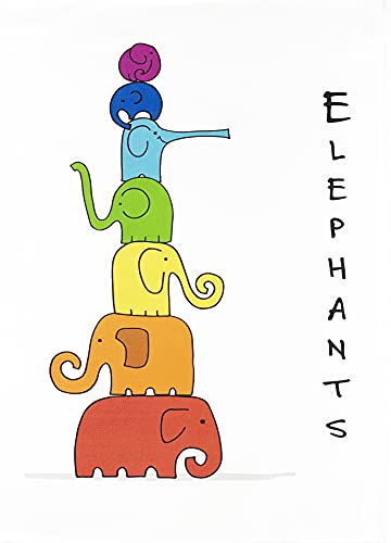 Half a Donkey Stack of Elephants Large Cotton Tea Towel, White