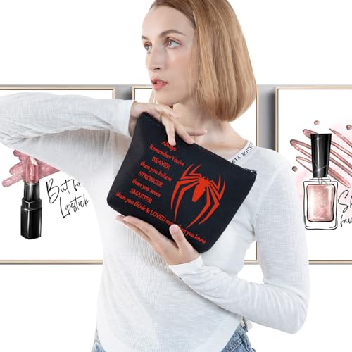 LEVLO Spider Movie Cosmetic Make Up Bag Movie Fans Inspired Gift You Are Braver Stronger Smarter Than You Think Spider Makeup Zipper Pouch Bag For Women Girls (Spider B Bag)3