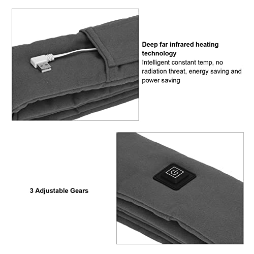 Plplaaoo Rechargeable Electric Heating Scarf - Cordless Heated Scarf with 3 Heating Levels, Portable Neck Warmer for Cold Weather, Intelligent USB Heating Pad for Women & Men Grey3