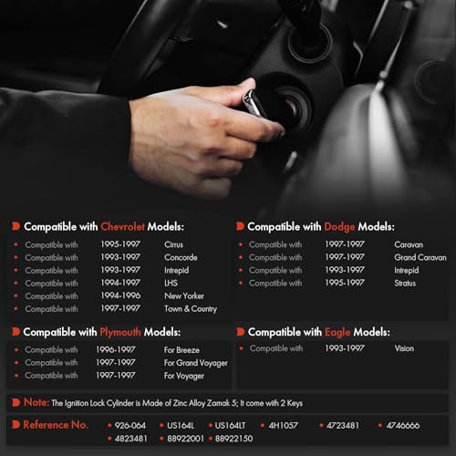 Clé bloquée ? Cylindre de serrure d'allumage pour Chrysler Intrepid