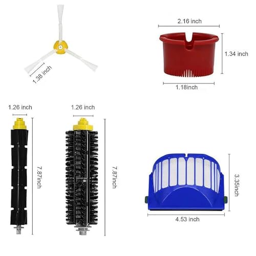 Image of Replacement Parts Kit for irobot Roomba 600 Series 694 676 675 692 695 677 671 690 680 660 650 620 614 610 600 & 500 Series 595 585 564 Vacuum Robot, 1 Set Main Brush, 2 Filter, 4 Side Brushes
