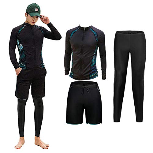 Solis Shop ラッシュガード メンズ セットアップ パーカー 長袖 (ブラックグリーン, 2XL (日本Lサイズ))