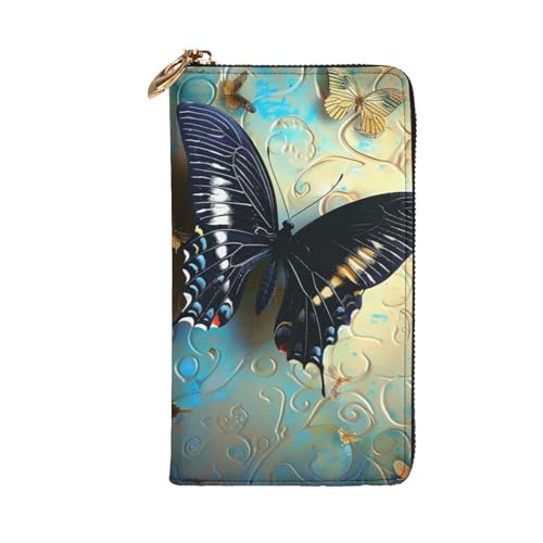 Butterfly Printed Long Wallet for Women Men Cute PU Leather Wallet with Coin Purse and Credit Card Holder2