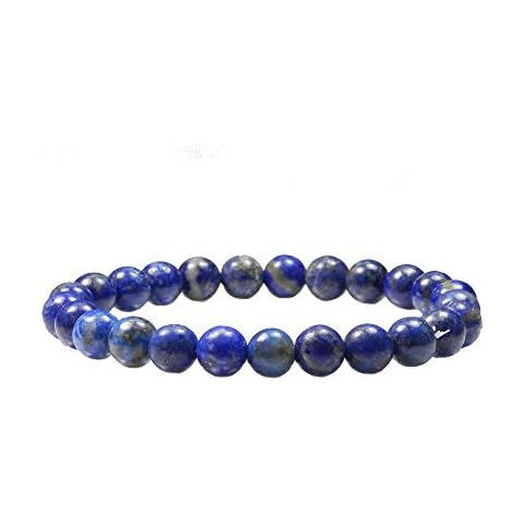 Myhealingworld Blue Gemstone Bracelet Beaded 8mm Wristband Balancing Stretch Wristlet December Birthstone, 6 to 8 Inches Approx, Gemstone Cover