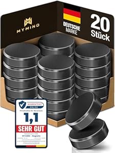 MYMIND® Magnete für Magnettafel [EXTRA STARK] – 20x Kleine Magneten 18x5mm – Ideal als Magnet für Kühlschrank, Whiteboard & Pinnwand – Kühlschrankmagnete Schwarz – Kein Zerkratzen