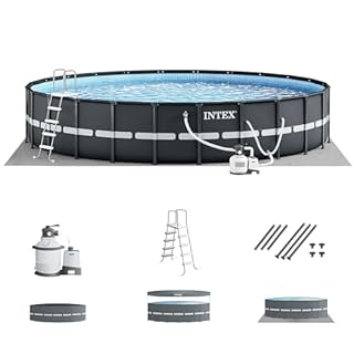 INTEX Ultra XTR 18 ft x 52 in Above Ground Pool Set, Round Swimming Pool with Steel Frame, 2100 GPH Sand Filter Pump, Ladder, Cover, & Ground Cloth