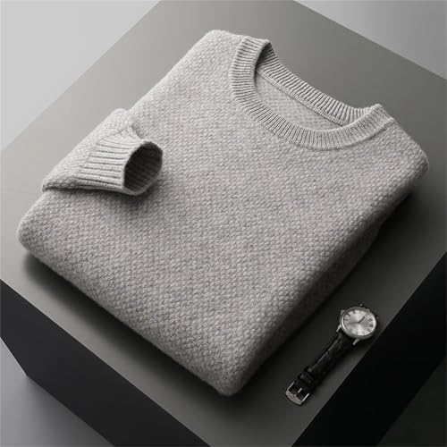 Men's Thickened Merino Wool Pullover Round Neck Long Sleeve Knitted Warm Sweater Loose Top3