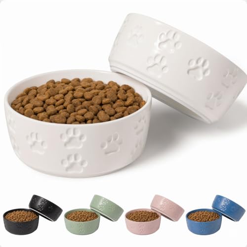 Ceramic Dog Bowl Set of 2 with Anti-Skid Base...