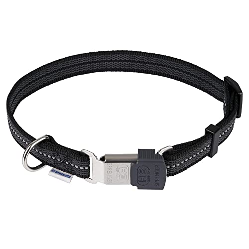 Verstellbares Halsband - reflektierend, schwarz, 40-55 cm