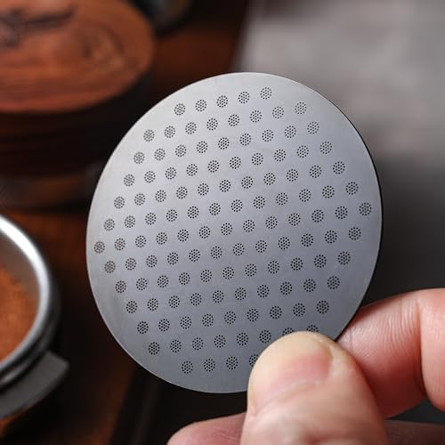 Image of 54mm Espresso Puck Screen - Stainless Steel Ultra Thin Espresso Filter Perfect Fit With Breville Barista Express, Pro, Touch, Bambino, Infuser, Easy Clean Design (Black, 54mm)