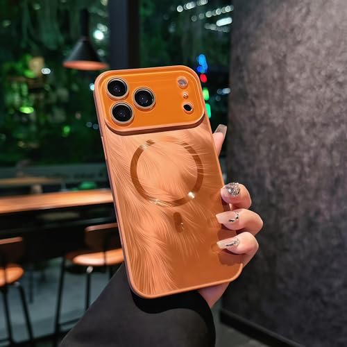 Coque magnétique iPhone 14 Pro orange antichoc et protection objectif intégrée
