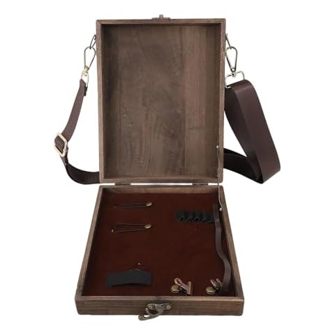 Pochade Box, Writers Messenger Wood Box Crates for Storage Wooden Tool Box Portable Artist Tool Bag Painting Brush Tool Storage Sketch Box Easel for Outdoor Painting, Brown Cover